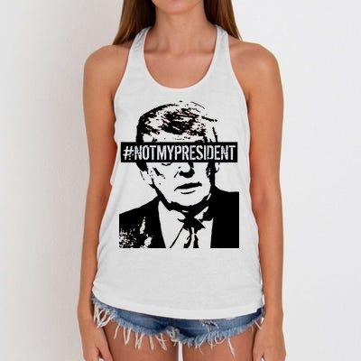 Hashtag Not My President Anti Donald Trump Women's Knotted Racerback Tank