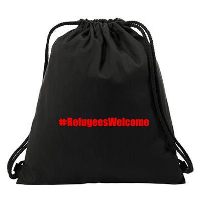 Hashtag Refugees Welcome Anti Travel Ban Drawstring Bag