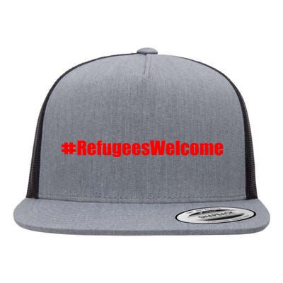 Hashtag Refugees Welcome Anti Travel Ban Flat Bill Trucker Hat