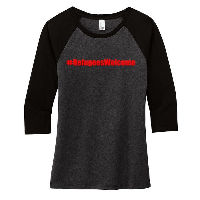 Hashtag Refugees Welcome Anti Travel Ban Women's Tri-Blend 3/4-Sleeve Raglan Shirt