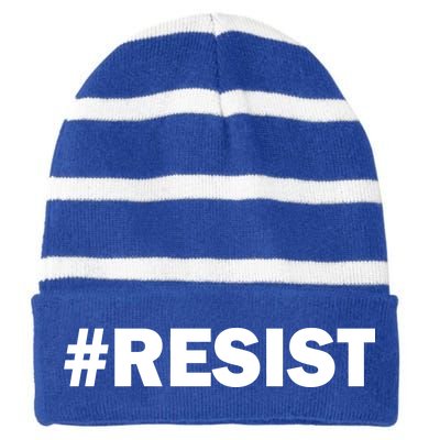 Hashtag Resist Anti Trump Striped Beanie with Solid Band