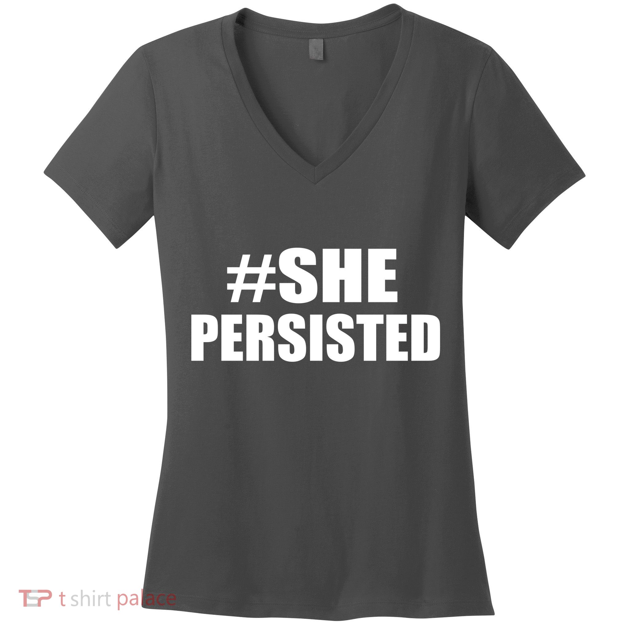 Hashtag She Persisted Women's V-Neck T-Shirt