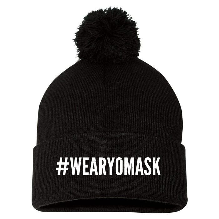 Hashtag Wear Yo Mask Pom Pom 12in Knit Beanie