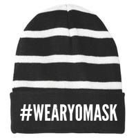 Hashtag Wear Yo Mask Striped Beanie with Solid Band