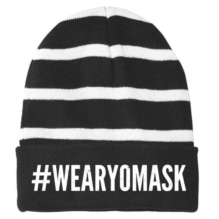 Hashtag Wear Yo Mask Striped Beanie with Solid Band