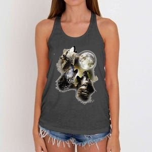 Howling At The Moon Wolves Wolf Animal Women's Knotted Racerback Tank