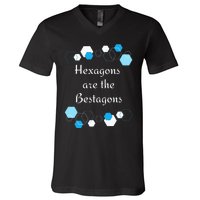 Hexagons are the Bestagons! Geometry Math Teacher Funny Fun V-Neck T-Shirt