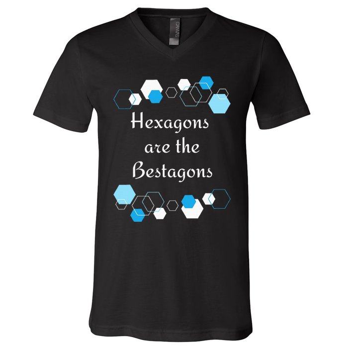 Hexagons are the Bestagons! Geometry Math Teacher Funny Fun V-Neck T-Shirt