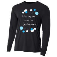 Hexagons are the Bestagons! Geometry Math Teacher Funny Fun Cooling Performance Long Sleeve Crew