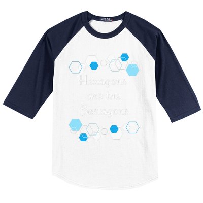 Hexagons are the Bestagons! Geometry Math Teacher Funny Fun Baseball Sleeve Shirt