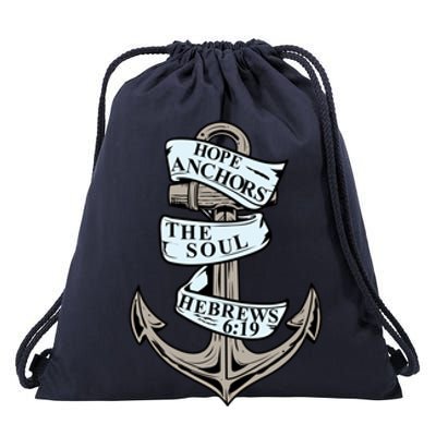 Hope Anchors The Soul Hebrews 6:19 Christian Faith Anchor Gift Drawstring Bag