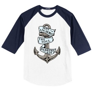 Hope Anchors The Soul Hebrews 6:19 Christian Faith Anchor Gift Baseball Sleeve Shirt