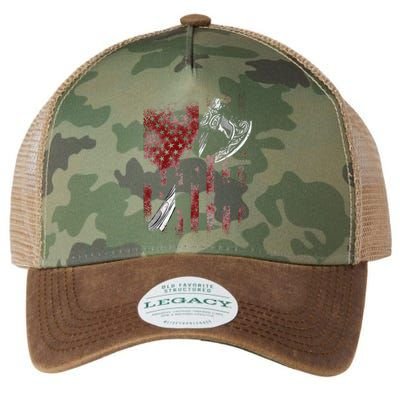 Hatchet Axe Throwing Lumberjack Logger American Flag Legacy Tie Dye Trucker Hat