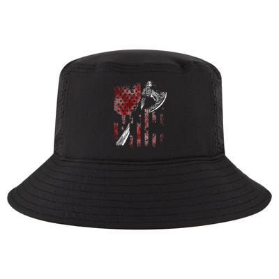 Hatchet Axe Throwing Lumberjack Logger American Flag Cool Comfort Performance Bucket Hat