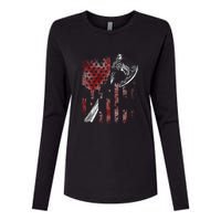 Hatchet Axe Throwing Lumberjack Logger American Flag Womens Cotton Relaxed Long Sleeve T-Shirt