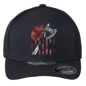 Hatchet Axe Throwing Lumberjack Logger American Flag Flexfit Unipanel Trucker Cap