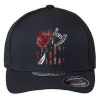 Hatchet Axe Throwing Lumberjack Logger American Flag Flexfit Unipanel Trucker Cap