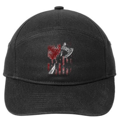 Hatchet Axe Throwing Lumberjack Logger American Flag 7-Panel Snapback Hat