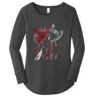 Hatchet Axe Throwing Lumberjack Logger American Flag Women's Perfect Tri Tunic Long Sleeve Shirt