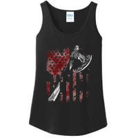 Hatchet Axe Throwing Lumberjack Logger American Flag Ladies Essential Tank