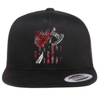 Hatchet Axe Throwing Lumberjack Logger American Flag Flat Bill Trucker Hat