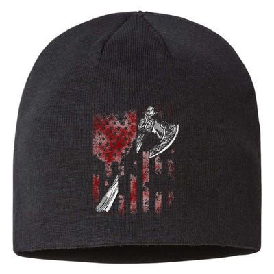 Hatchet Axe Throwing Lumberjack Logger American Flag Sustainable Beanie