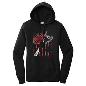 Hatchet Axe Throwing Lumberjack Logger American Flag Women's Pullover Hoodie