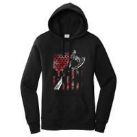 Hatchet Axe Throwing Lumberjack Logger American Flag Women's Pullover Hoodie