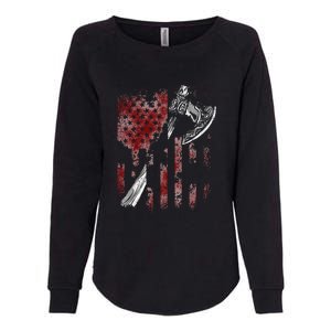 Hatchet Axe Throwing Lumberjack Logger American Flag Womens California Wash Sweatshirt