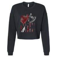 Hatchet Axe Throwing Lumberjack Logger American Flag Cropped Pullover Crew