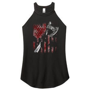 Hatchet Axe Throwing Lumberjack Logger American Flag Women's Perfect Tri Rocker Tank