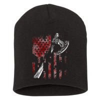 Hatchet Axe Throwing Lumberjack Logger American Flag Short Acrylic Beanie