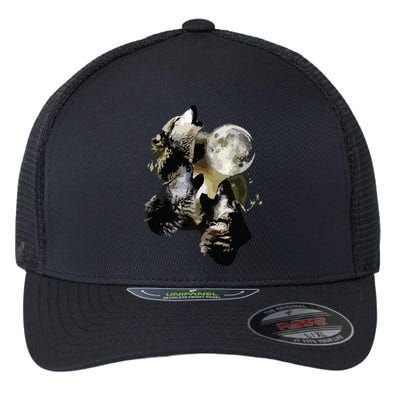 Howling At The Moon Wolves Wolf Animal Flexfit Unipanel Trucker Cap