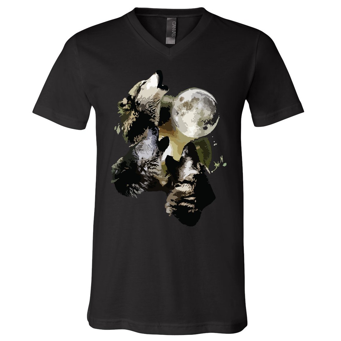 Howling At The Moon Wolves Wolf Animal V-Neck T-Shirt