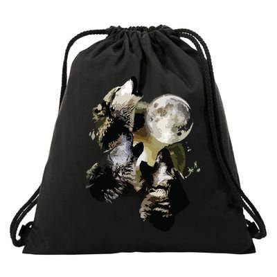 Howling At The Moon Wolves Wolf Animal Drawstring Bag