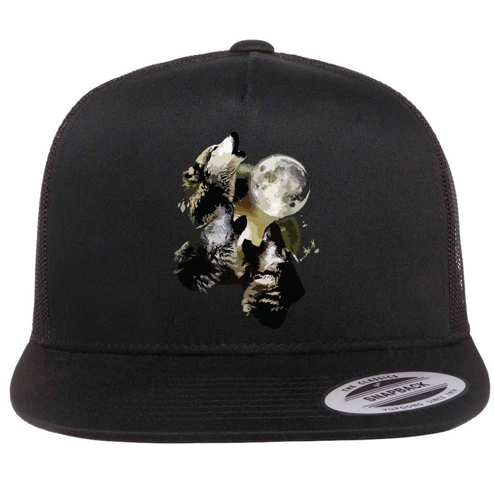 Howling At The Moon Wolves Wolf Animal Flatbill Hat