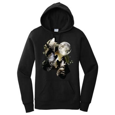 Howling At The Moon Wolves Wolf Animal Women's Pullover Hoodie