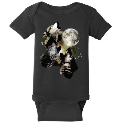 Howling At The Moon Wolves Wolf Animal Baby Bodysuit