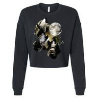 Howling At The Moon Wolves Wolf Animal Cropped Pullover Crew