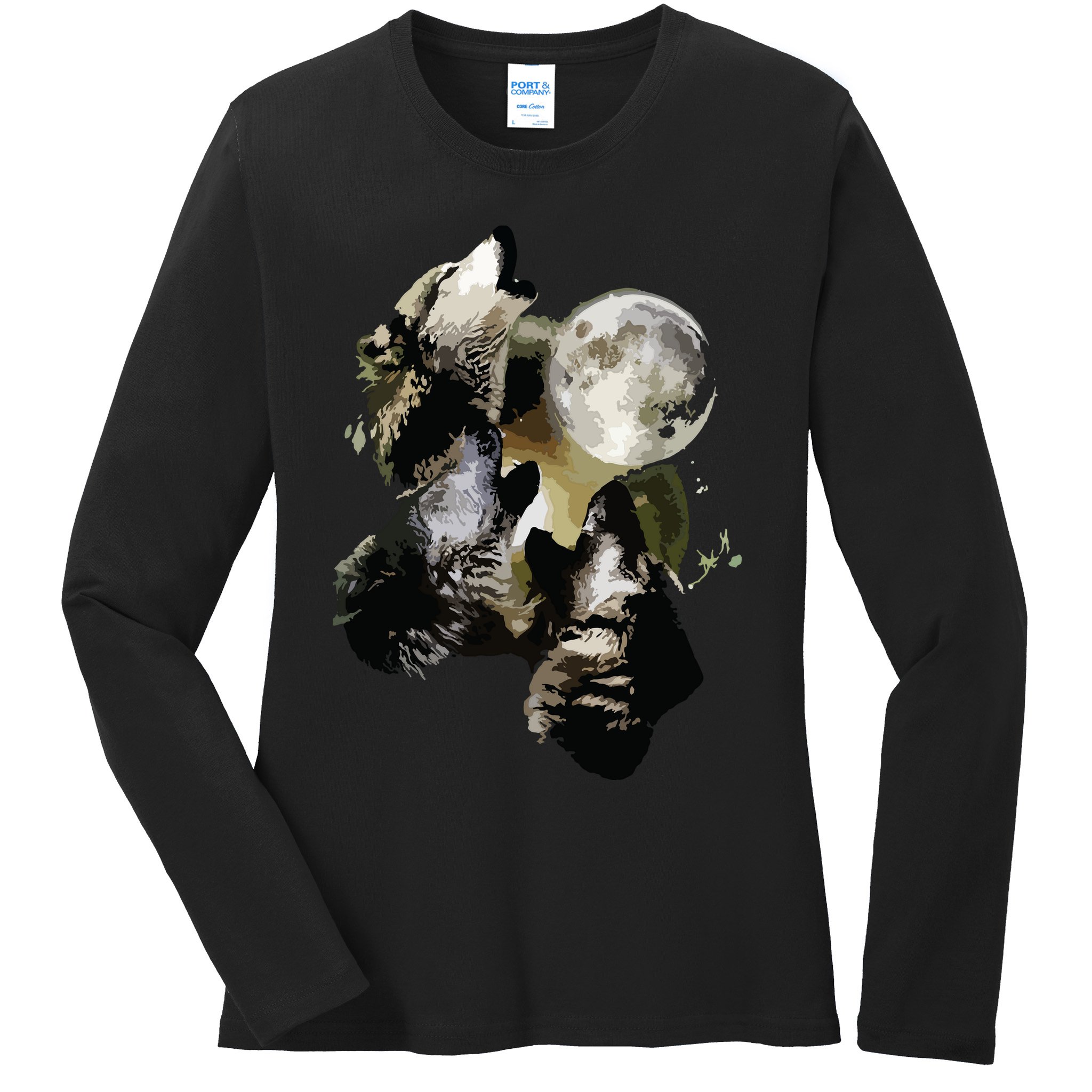 Howling At The Moon Wolves Wolf Animal Ladies Long Sleeve Shirt