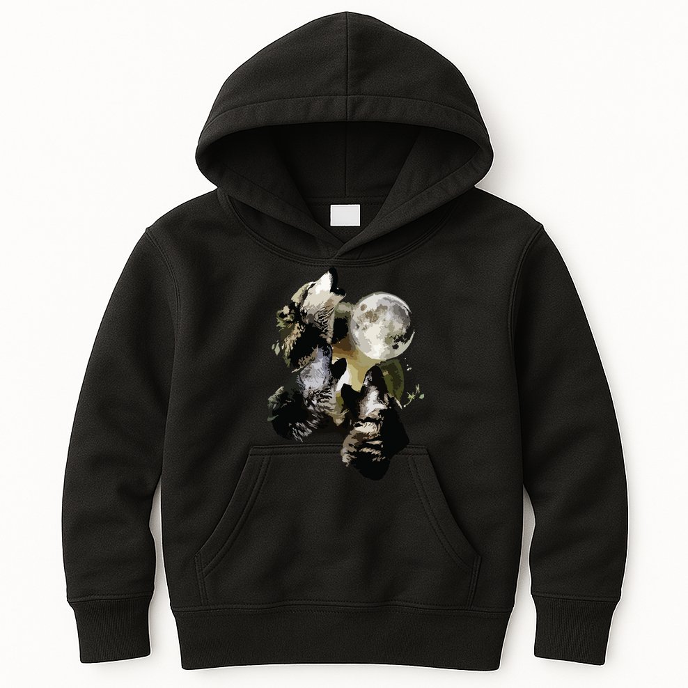 Howling At The Moon Wolves Wolf Animal Kids Hoodie