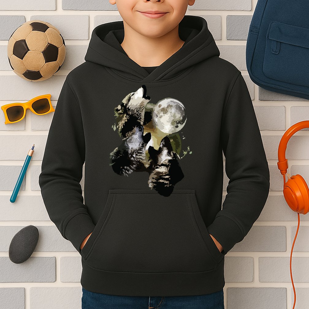 Howling At The Moon Wolves Wolf Animal Kids Hoodie