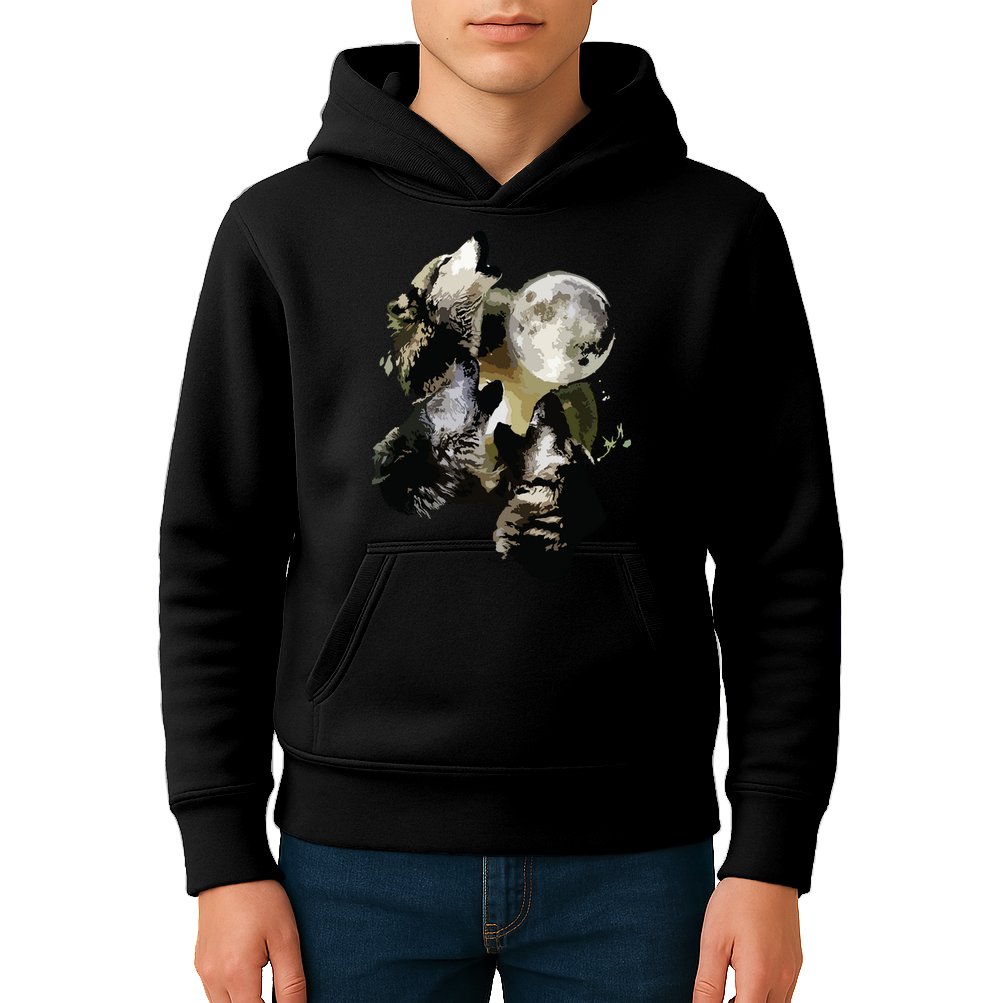 Howling At The Moon Wolves Wolf Animal Kids Hoodie