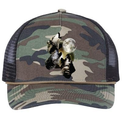 Howling At The Moon Wolves Wolf Animal Retro Rope Trucker Hat Cap