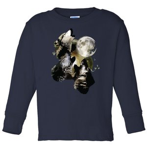 Howling At The Moon Wolves Wolf Animal Toddler Long Sleeve Shirt