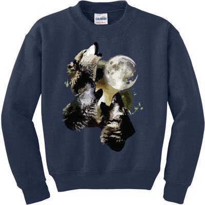 Howling At The Moon Wolves Wolf Animal Kids Sweatshirt