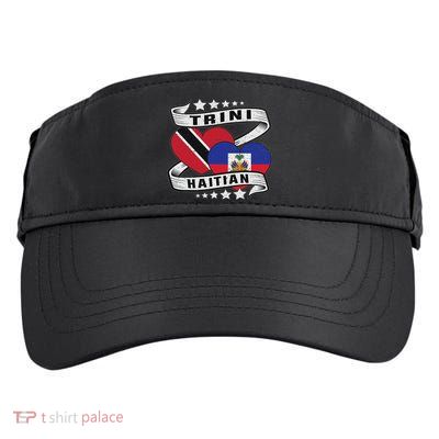 Haitian And Trini Half Trinidad & Tobago Haiti Flag Adult Drive Performance Visor