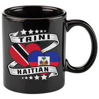 Haitian And Trini Half Trinidad & Tobago Haiti Flag 11oz C Handle Ceramic Mug