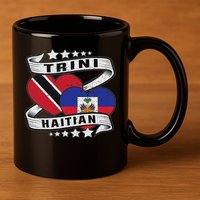 Haitian And Trini Half Trinidad & Tobago Haiti Flag 11oz C Handle Ceramic Mug