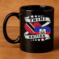 Haitian And Trini Half Trinidad & Tobago Haiti Flag 11oz C Handle Ceramic Mug